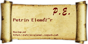 Petrin Elemér névjegykártya